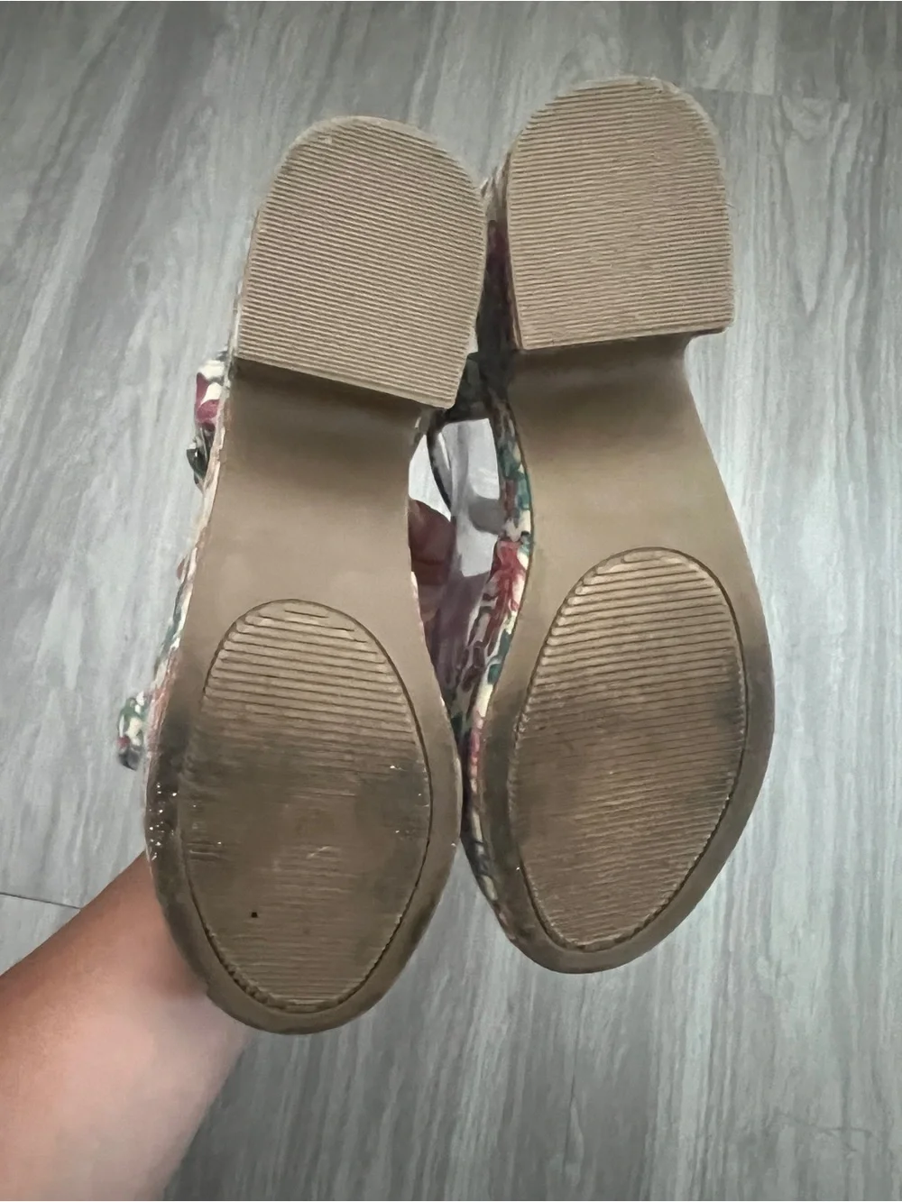SO Floral Platform Sandals Women’s Size 8 Braided Ankle Strap Block Heel Boho Co